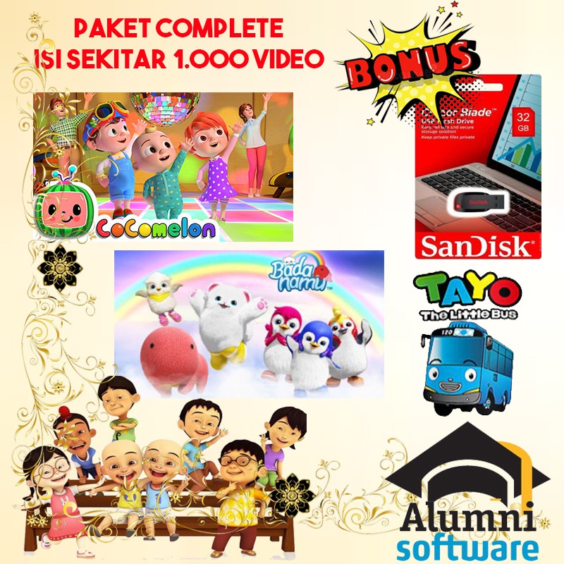 [LIMITED EDITION] PAKET Kartun Anak - Bonus LAGU ANAK &amp; SANDISK 32GB