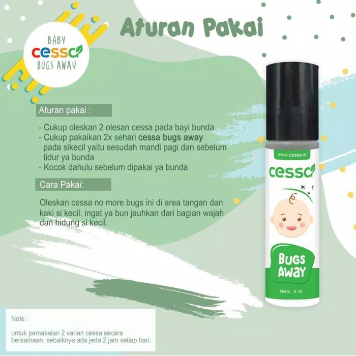 Cessa Baby Oil 8ml (0-2 tahun) Fever Drop , Cough n Flu , Lenire , Bugs Away dan Immune Booster