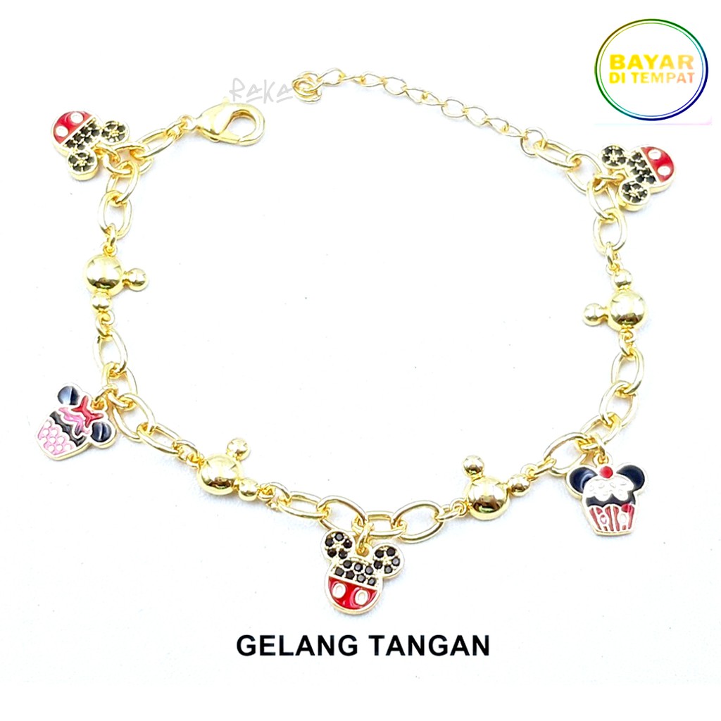 Raka Acc - Gelang Tangan Rantai MICKEY MINNIE Cupcakes Xuping Perhiasan Wanita Lapis Emas 18k 155