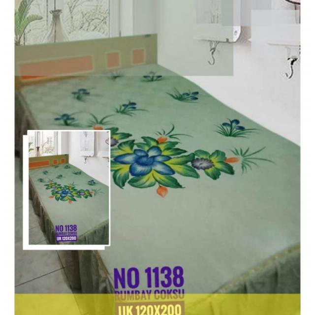 Sprei lukis green flowers