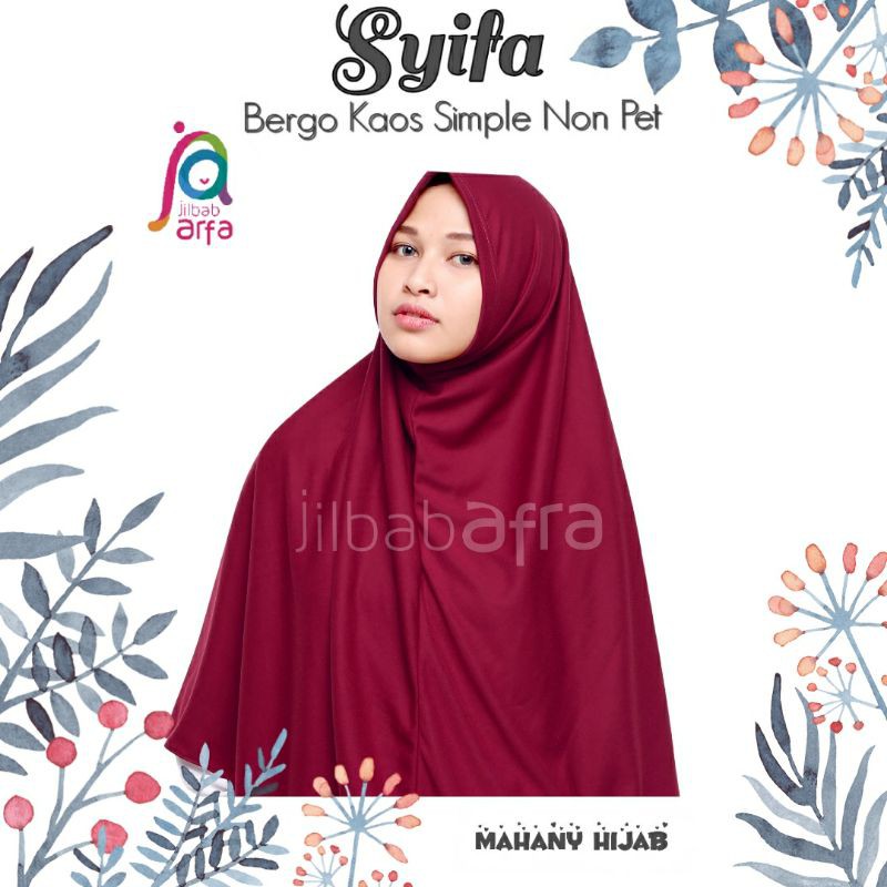 Syifa Bergo Syiria JilbabArfa non pet kaos warna merah maroon.