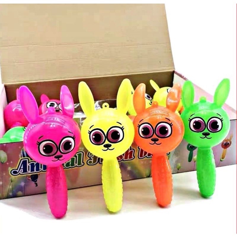 Mainan Rattle Bayi Puffer Ball Lampu Menyala Berbunyi Lucu Mainan Sensorik Bayi Teether Gigitan Bayi Rubber Stick Toy Baby