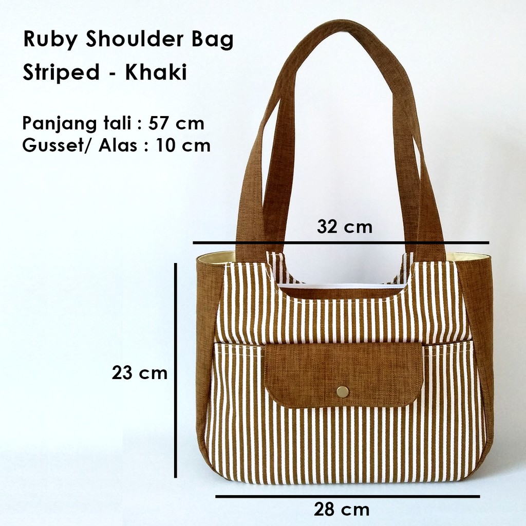 Tote bag kanvas tas tote shoulder bag tas bahu Ruby bag motif garis