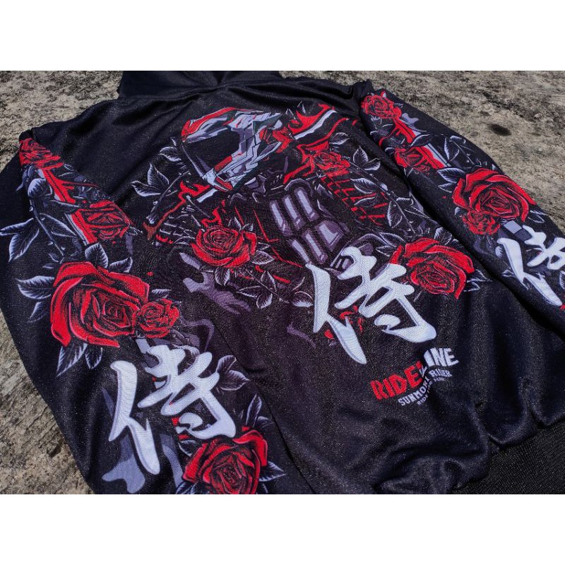 HOODIE SUNMORI SAMURAI RED FLOWERS RIDELINE TT COURSE