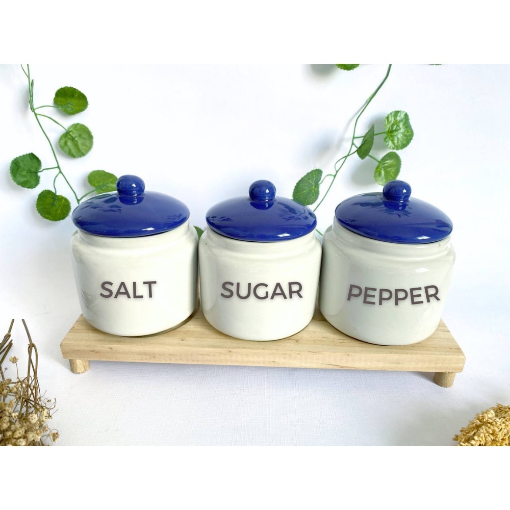 [GRATIS LABEL BUMBU] SET TOPLES JAR WADAH BUMBU DAPUR KERAMIK CANTIK ESTETIK UNIK