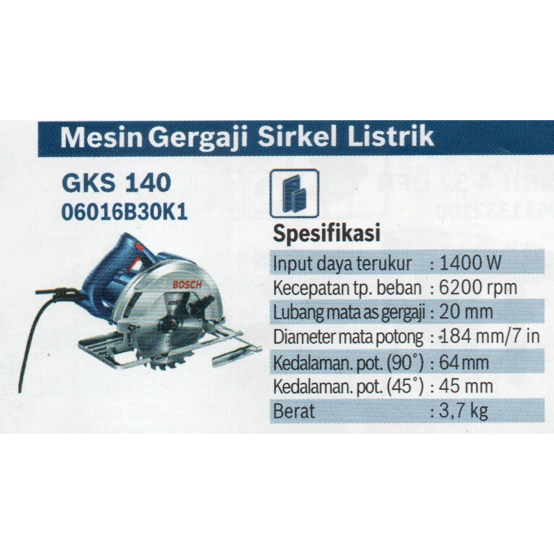 Bosch GKS 140 Mesin Gergaji Kayu Listrik Sirkel Circle Circular Saw