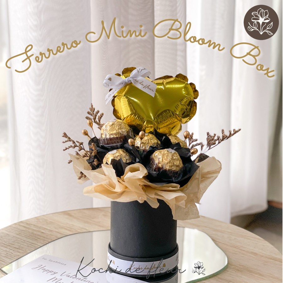 

Mini Bloom Box Coklat Dengan Balon Hati Coklat Rangakaian Coklat Buket Coklat Buket