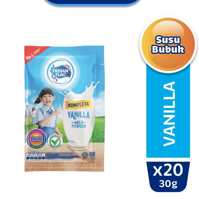 

Terjangkau Susu Bubuk Frisian Flag KOMPLETA Rasa Vanila Sachet 10 x 30 gr x2