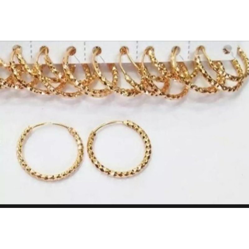 anting gipsy anting keroncong perhiasan wanita titanium gold 18k