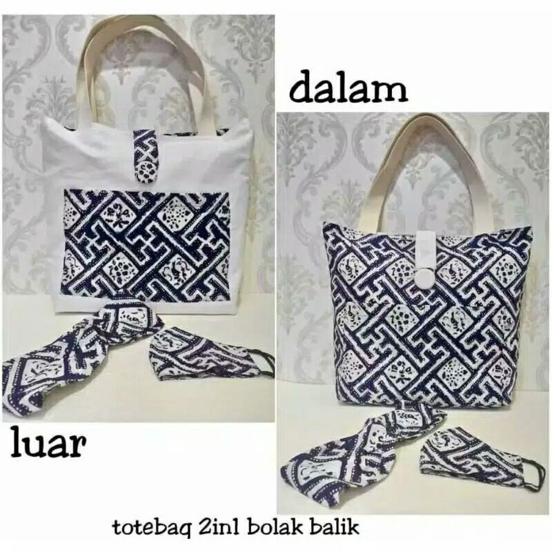 Tas Totebag Batik Bolak - Balik, Free Masker