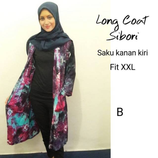 Outer Long outer sibori batik modern trendy dan kekinian free masker