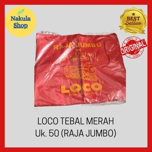 Kantong Plastik Kresek Loco Tebal Merah 1000 gram ukuran 50 RAJA JUMBO