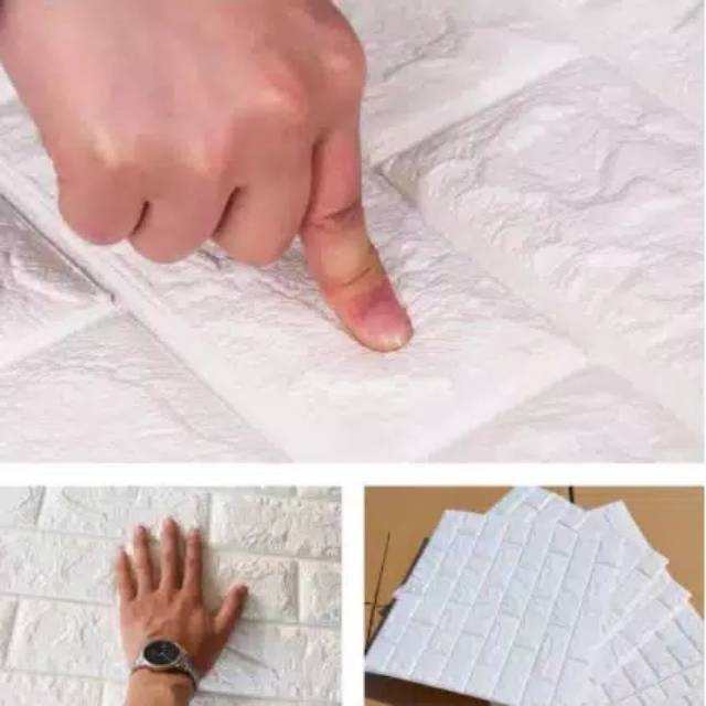 WALLPAPER FOAM 3D BATA PUTIH DAN WARNA 70cmx77cm-2