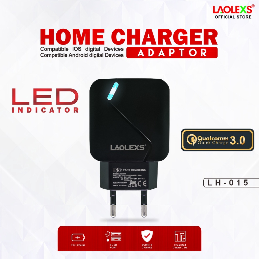 Kabel Murah dan Adaptor Murah Charger LH-015 - Fast Charging Qualcomm 3.0 / 2 Port USB