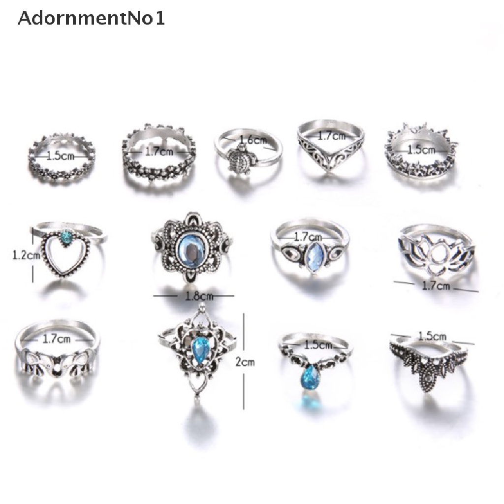 (AdornmentNo1) 13pcs / Set Cincin Aneka Desain Gaya Punk Untuk Wanita