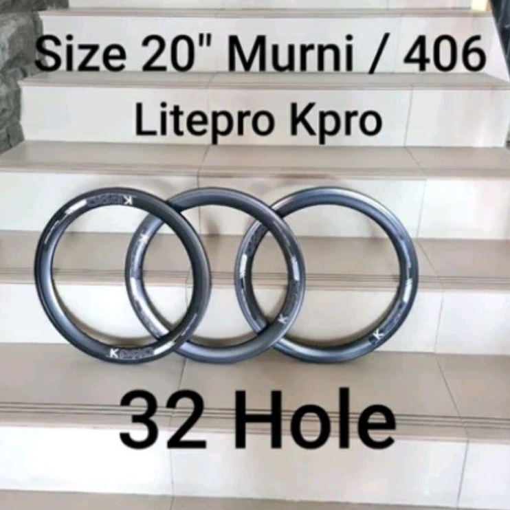 Rims Velg Litepro 20 inch murni 406 litepro aero lubang 32 H 32hole