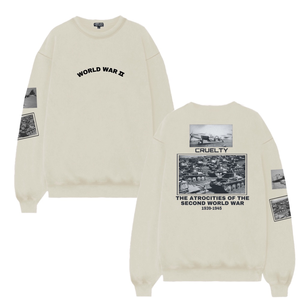 LETTUCY - CREWNECK SWEATER BLACK & CREAM-world war II