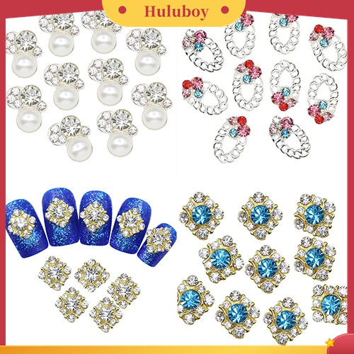 Huluboy Huluboy♡ 10pcs Stiker Kristal Berlian Imitasi Bahan Alloy Untuk Dekorasi Manicure DIY