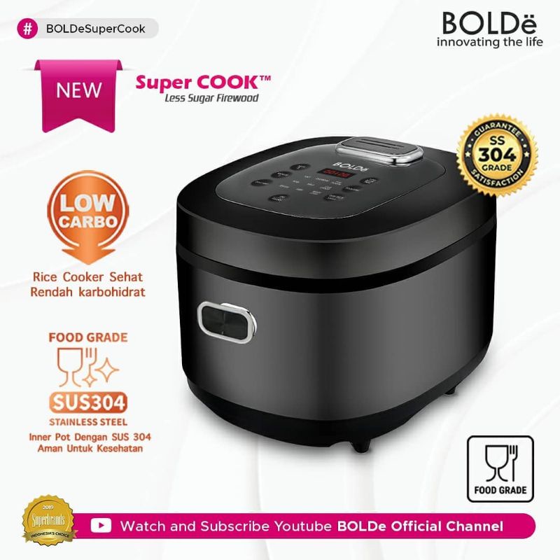 Bolde Rice Cooker Less Sugar Firewood Magic Com Diet Less Sugar Kapasitas 2 Liter - Original