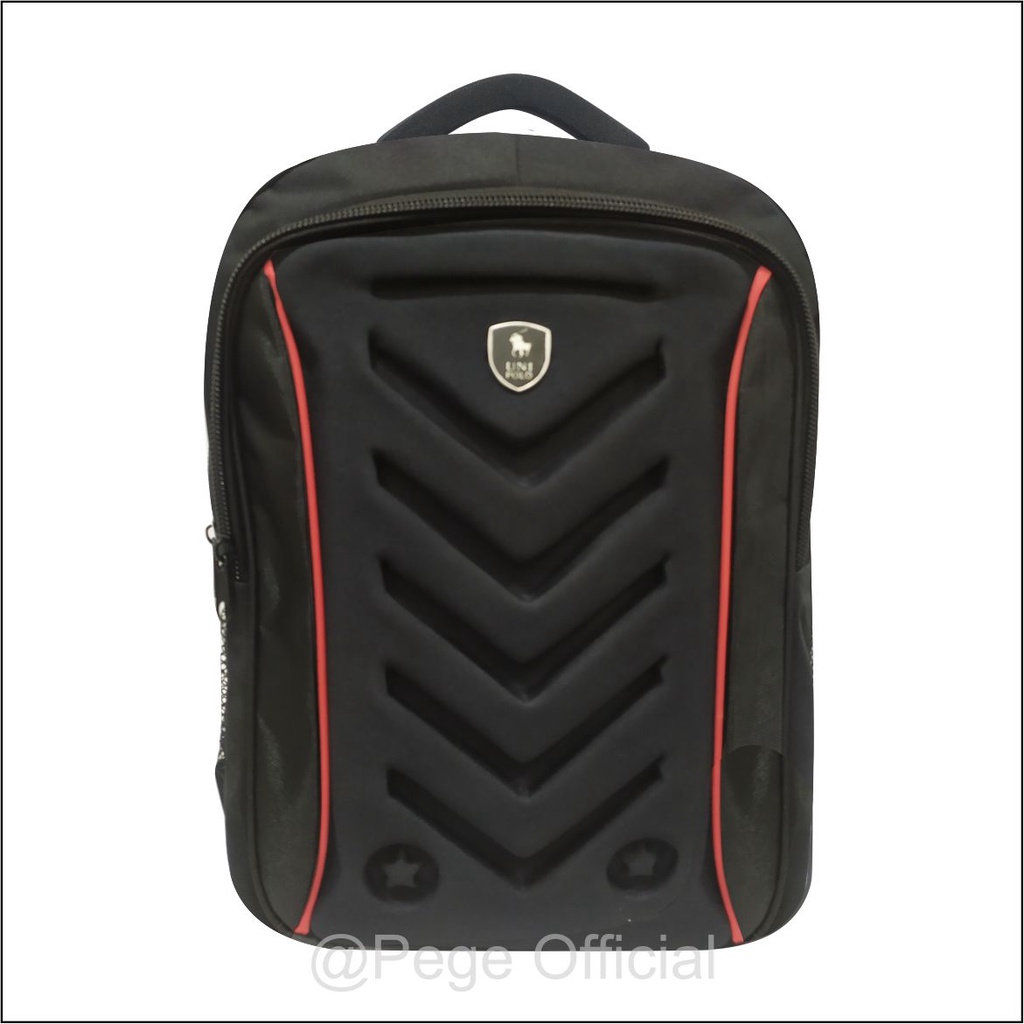 Unipolo 8802 - Tas Ransel Laptop Emboss Tas Punggung Sekolah Pria Wanita Unisex Free Raincover