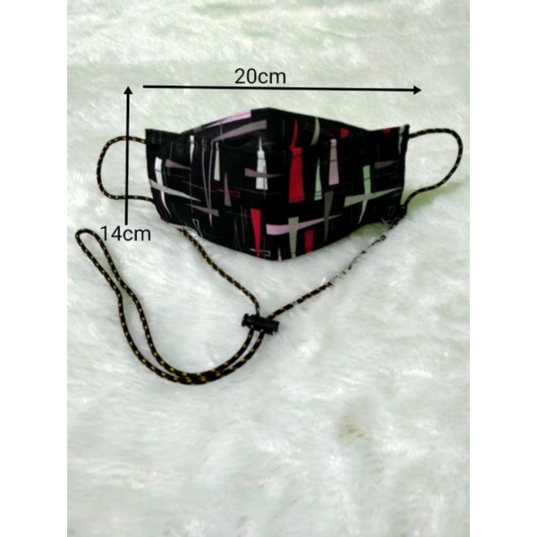 Masker kain 4D Model Abstrak / Evo 3ply/lapis Tali stopper