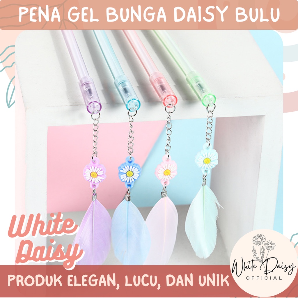 

Pena Gel Bunga White Daisy Bulu Premium Pulpen Daisy Flower Tinta Hitam Imut 0.5 mm Gifts - Random