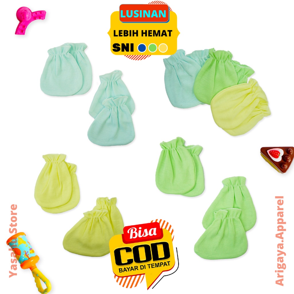 Sarung Tangan Bayi Lusinan Newborn Polos Set Kaos Kaki Baby SNI
