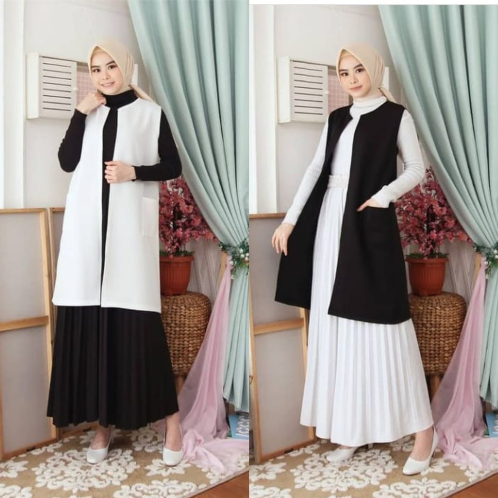 Ns FC Najibah Gamis Syar'i asdf /alfazza store/ odiva cardy scuba premium/ long cardi outer ATASAN