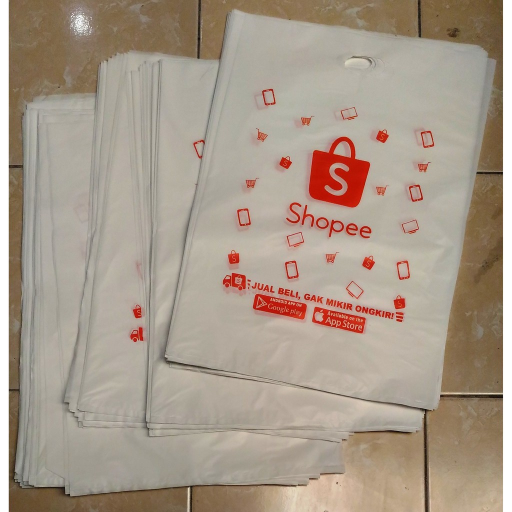 

Plastik kemasan bungkus sablon shopee ukuran 35 x 50 putih tebal