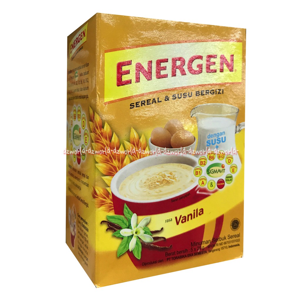 Energen Sereal Dan Susu Bergizi 5sachet Rasa Vanila Coklat Jahe Jagung Kacang Hijau Minuman Makanan Cereal Instan untuk Sarapan