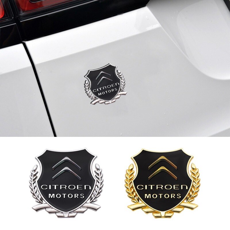 2pcs Stiker Emblem / Badge Metal Untuk Pintu / Jendela Mobil Citroen C1 / C2 / C3 / C4 / C5 / C3 / Picasso / C-Elysee Jumper