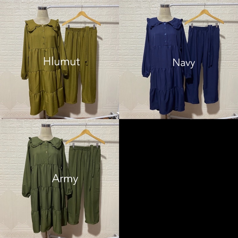 SETCEL SHAKILA KEMALA ONE SET JUMBO XXL TUNIK CELANA MURAH GROSIR KANCING PGMTA MODELLANO