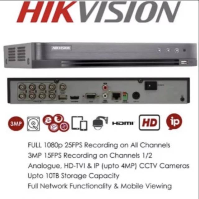 DVR 8 CHANNEL HIKVISION DS 7208 HQHI k1  BERGARANSI UNTUK CCTV MURAH