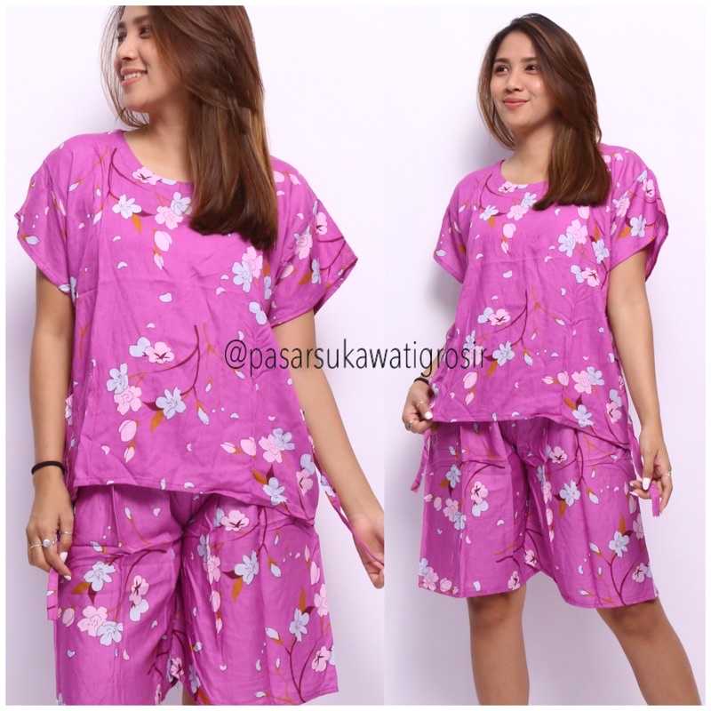 BAJU BALI SETELAN CELANA PENDEK PASTEL BABY DOLL MURAH GROSIR