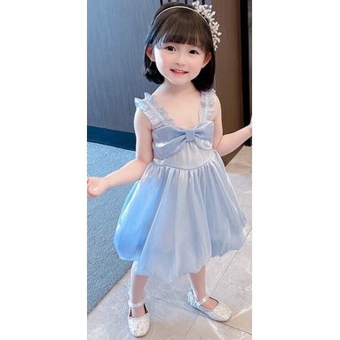 DB56 NEW Dress anak tanpa lengan motif balon dengan pita kualitas premium