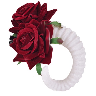 Women Horn Sheep Roses Gothic Hairclip 8577