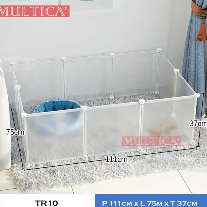 BISA BAYAR DITEMPAT Multica Kandang Anjing Kucing Kelinci Portable Model TR10 Putih Solid - hitam