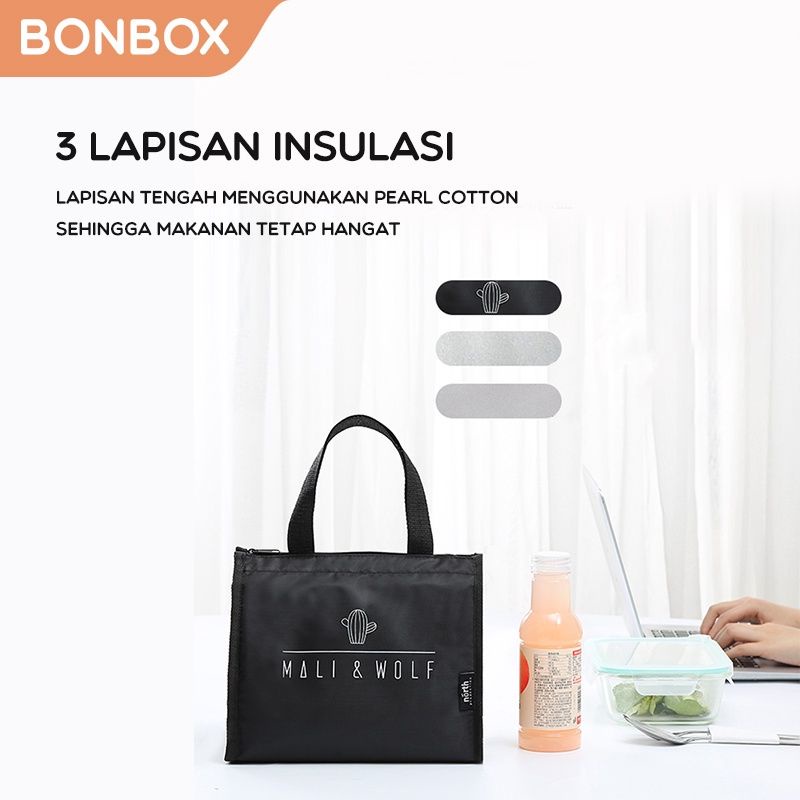 Tas Bekal/Lunch Bag Bonbox BLB20 Large Size/Small Size - Hitam