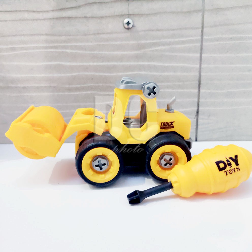 DIY Truck Engineering Series Puzzle Bongkar Pasang Konstruksi Excavator Roller Drill Bor Loader