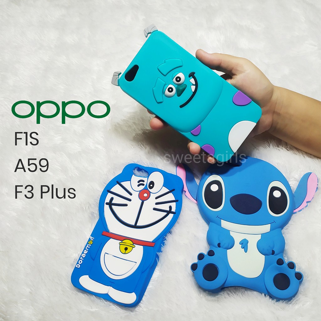 Case Silikon 3D Karakter Untuk Oppo F1s / A59 &amp; Oppo F3plus - Casing Boneka Karakter Doraemon - Sulley - Stitch - Bisa Bayar ditempat / COD / Casing unik/casing lucu / casing cewek/ sweetagirls/casing terbaru/cocok dipasang tali gantungan hp-lanyard