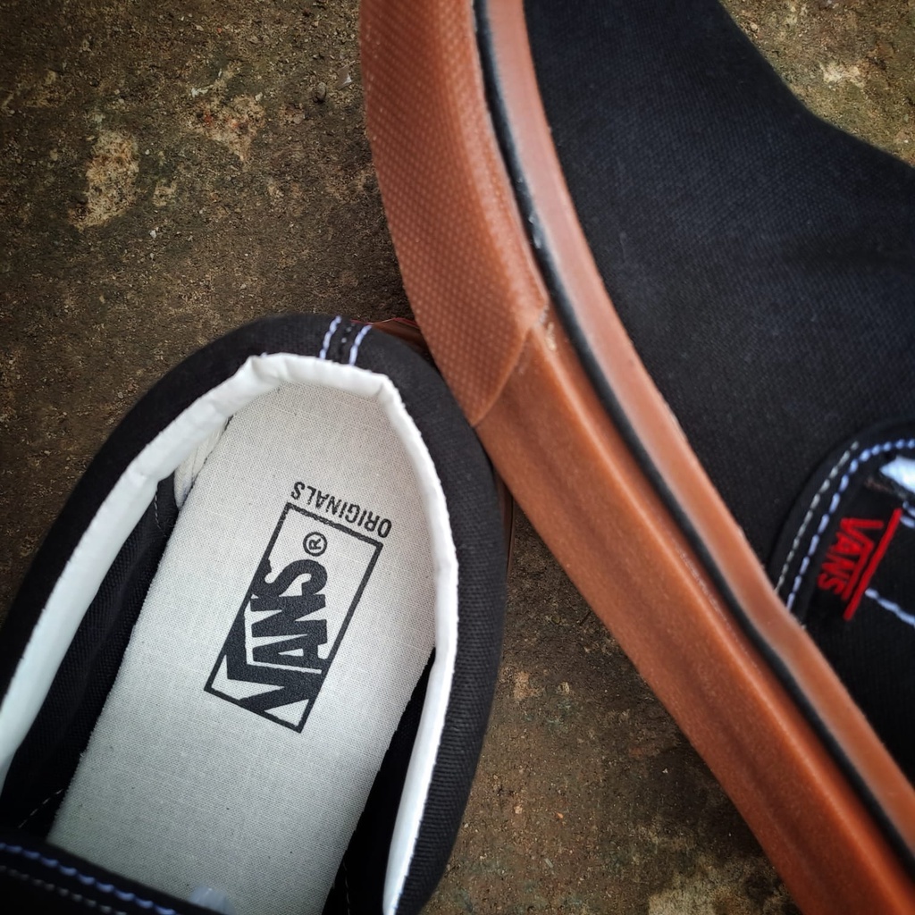 PROMO Sepatu Vans Slip On Black Gum Classic Anaheim Premium Import Quality, Upper Kanvas, Sol Waffle DT Anti Slip