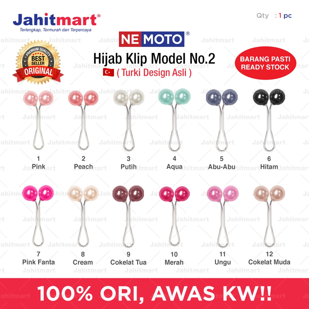 Klip hijab / Peniti Turki / Penjepit Kerudung model bola