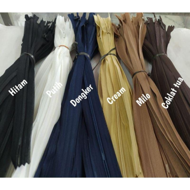 katalog 1 Resleting Sleting Ritsleting jepang 50cm 25cm 20inch 10inch 20&quot; 10&quot; Invisible Zipper bisa pilih warna