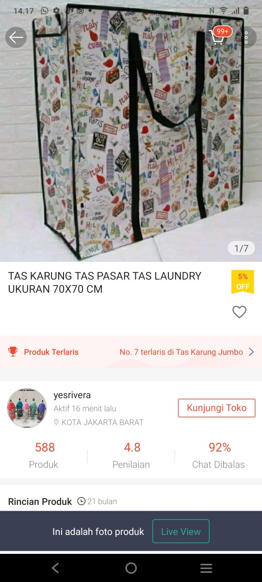 Tas Karung Plastik Tebal Jumbo ( 70 X 60 X 29 )