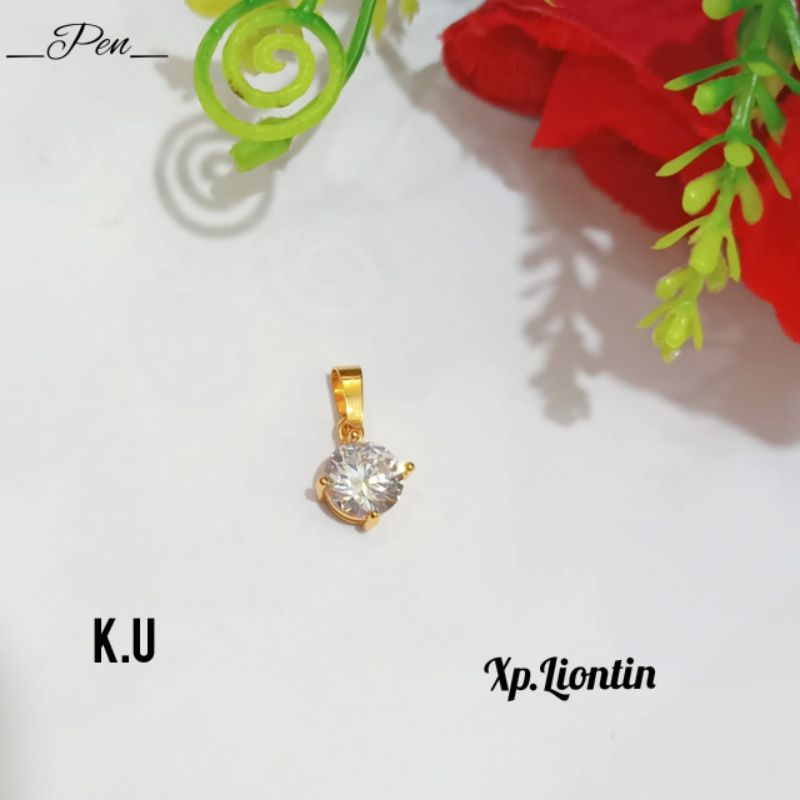 Liontin permata satu Gold&amp;Silver,simple tidak karat *COD*