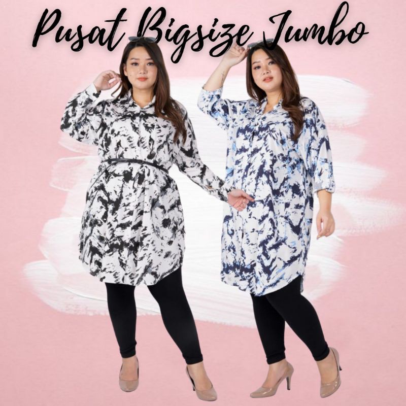 LD 120 -  TUNIK TIEDYE BIGSIZE JUMBO MOTIF BLACK NAVY BIRU MT FORMAL