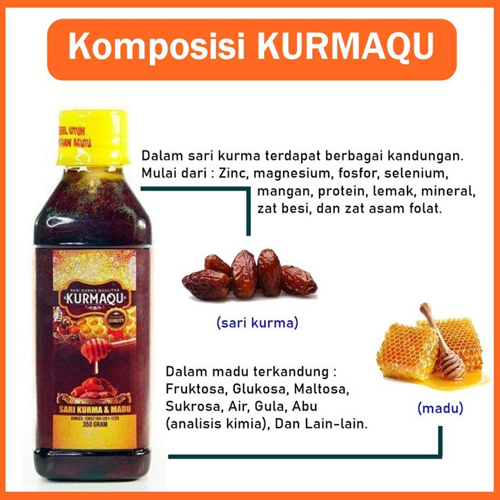 Madu Herbal Obat Flu Demam Pilek Hidung Tersumbat Batuk Kering dan Gatal Tenggorokan Anak Dan Dewasa Sari Kurma Plus Madu KurmaQu 100% Original Bpom dan Halal MUI