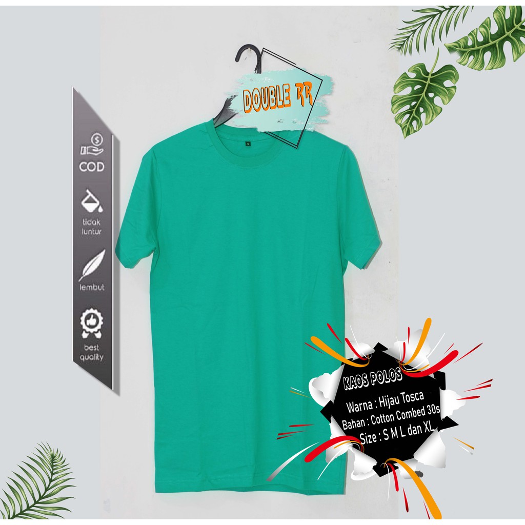 DISTRO KAOS POLOS  COTTON 100%, COMBED 30S  PRIA/WANITA BANYAK WARNA HIJAU BOTOL HIJAU ARMY HIJAU TOSCA HIJAU FUJI HIJAU STABILO