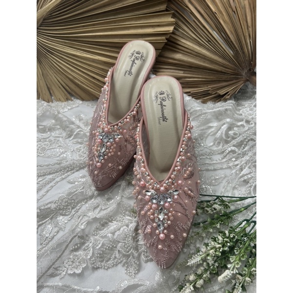 sepatu wanita wedding pesta Alena dusty peach 9cm tahu