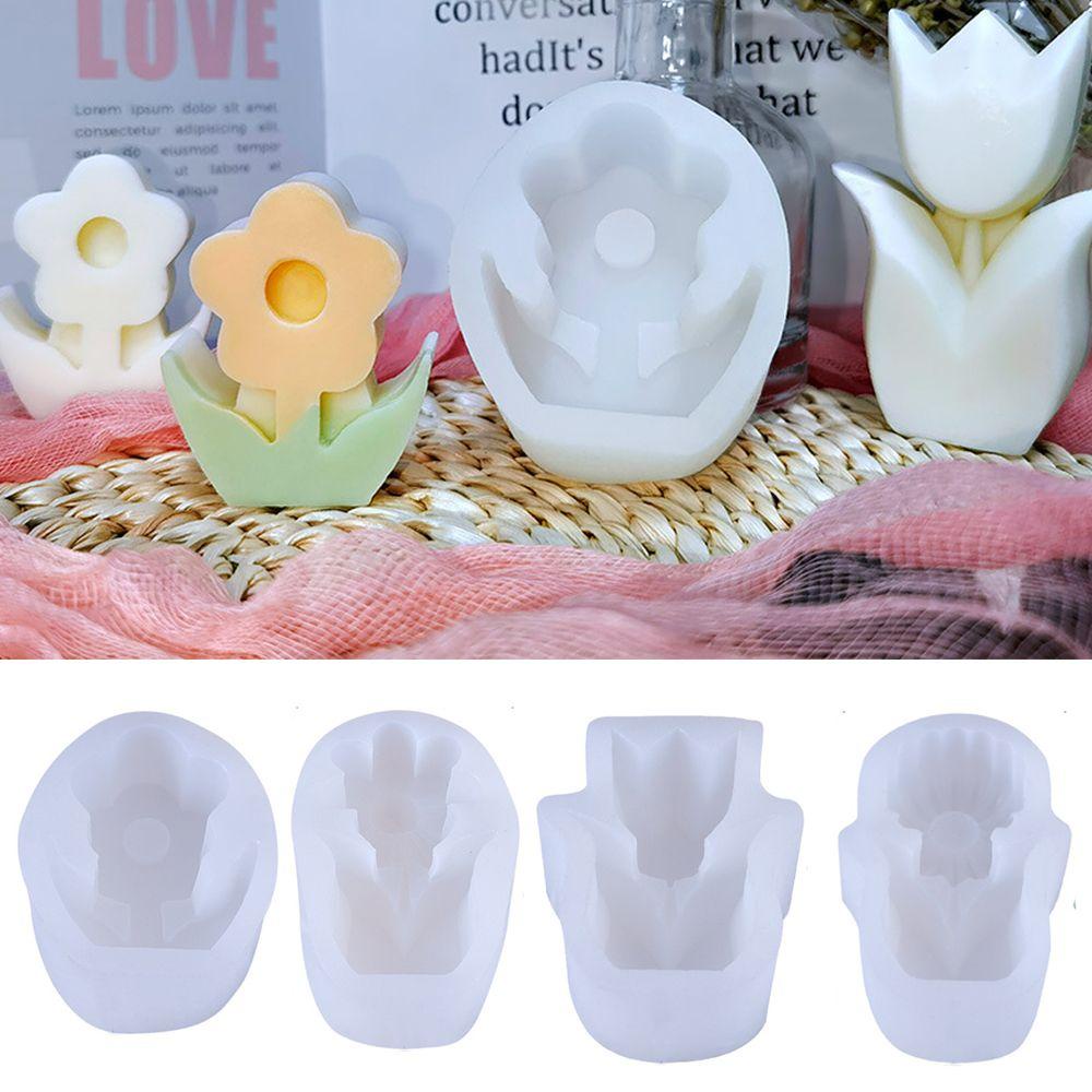Cetakan Lilin Aromaterapi Bentuk Bunga Tulip 3D Bahan Resin